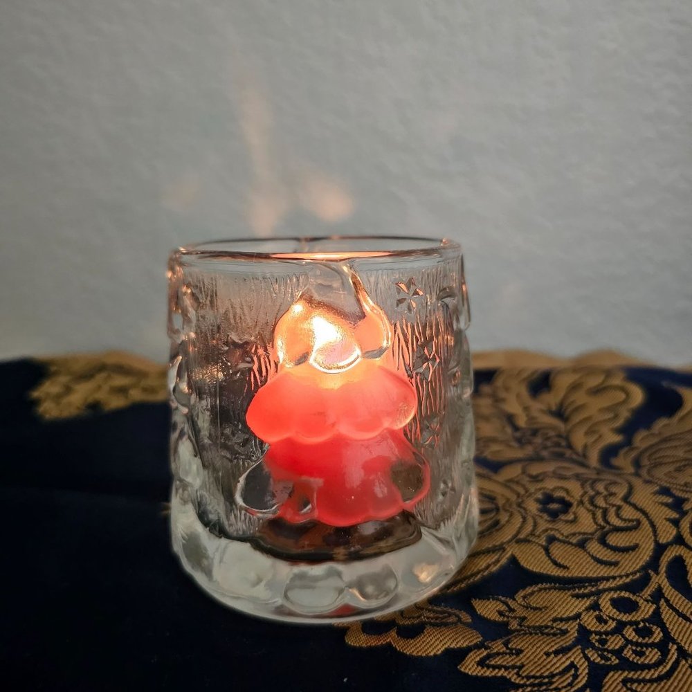 Vintage Kig Indonesia Heavy Crystal Christmas Votive‎ / Candy Holder